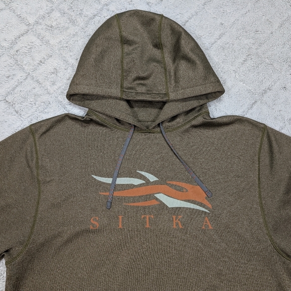 Men's Olive Green Sitka Logo Performance Hoodie - Picture 2 of 9